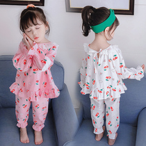 Childrens pajamas womens cotton 2 long sleeves 4 spring and autumn 1-3 years old girl childrens spring thin home clothes 5 baby sets