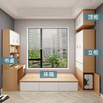 Customised modern minimalist tatami tatami storage bed multifunctional desk bed cabinet integrated bed small family type containing bed