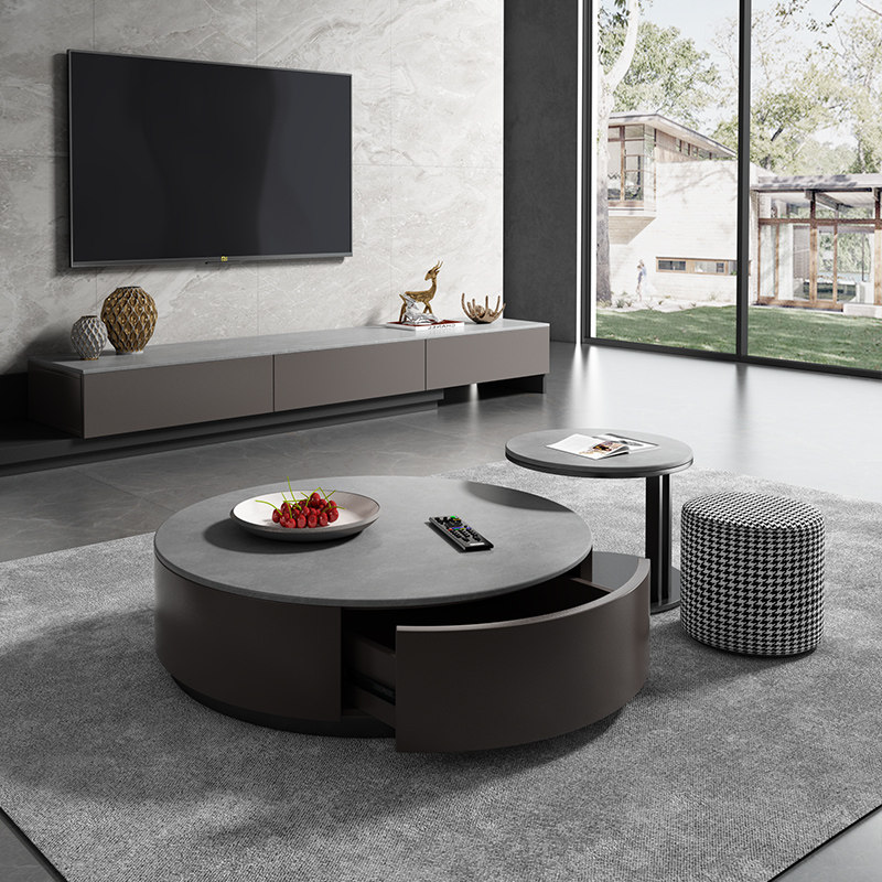 New Fancy Rockboard Tea Table TV Cabinet Group Ground Table Round Storage Nordic Wind Light Extravaganza Modern Minima Tea Table