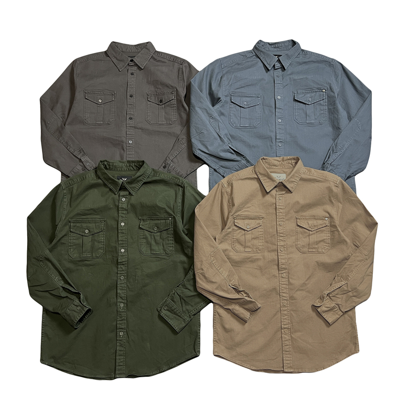 Export High-Quality Goods for Foreigners, Foreign Trade Pure Cotton Heavy-Duty Stretch Work Shirt Jacket, Loose Casual Large-Size Shirt