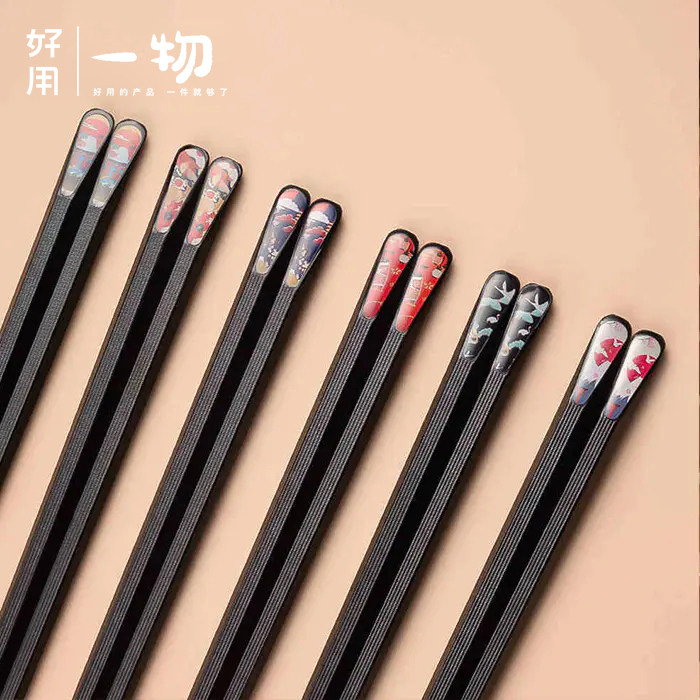 Good to use with an object Japanese style home chopsticks high-end anti-slip pointed creative lovers 6 pairs of golden chopsticks distinguish color