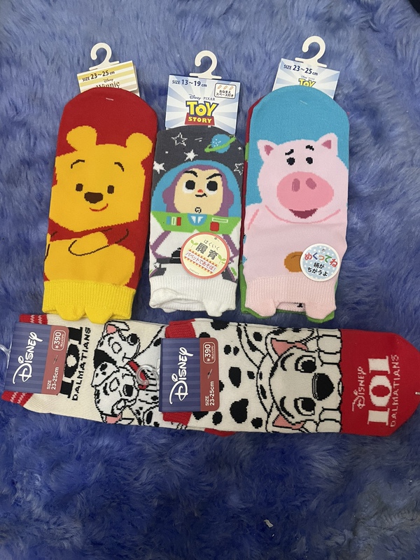 Exported to Japan, New Cute Winnie the Pooh, Dalmatian, and Piglet Short Socks for Women, Ladies' Socks, Short Socks