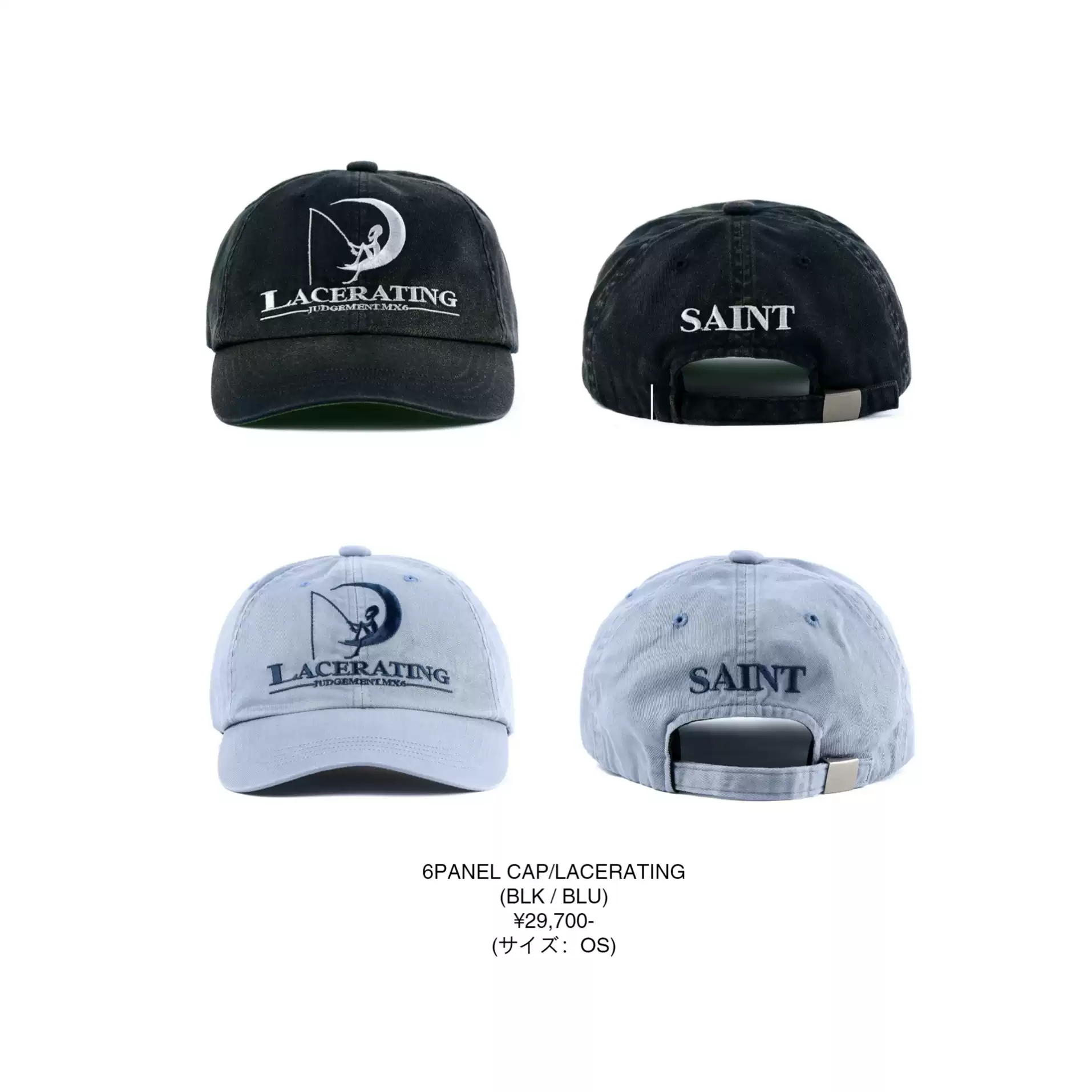 【SAINTMICHAEL】6PANEL LACERATING Saint Mxxxxxx (セントマイケル) 6 PANEL CAP LACERATING BLUE SM-HR8