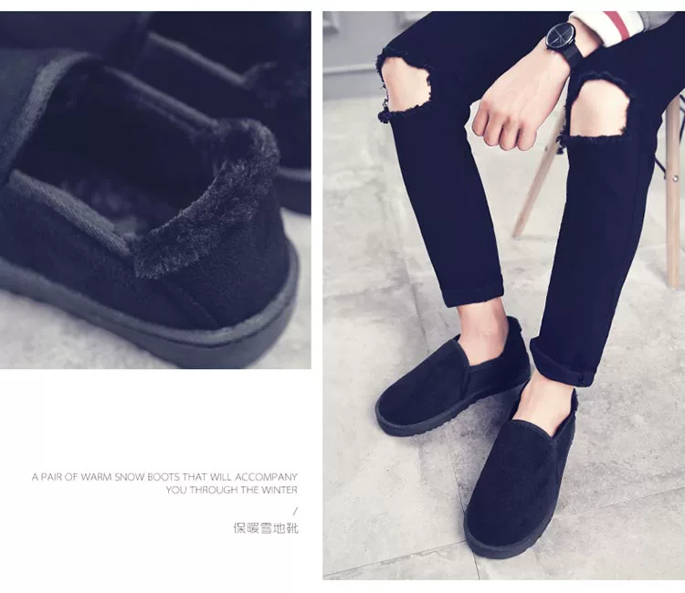 Giày tuyết mùa đông cho nam booties Phiên bản Hàn Quốc của xu hướng giày nam giản dị cộng với giày nhung bánh mì Anh đôi bông giày boot nam cổ thấp