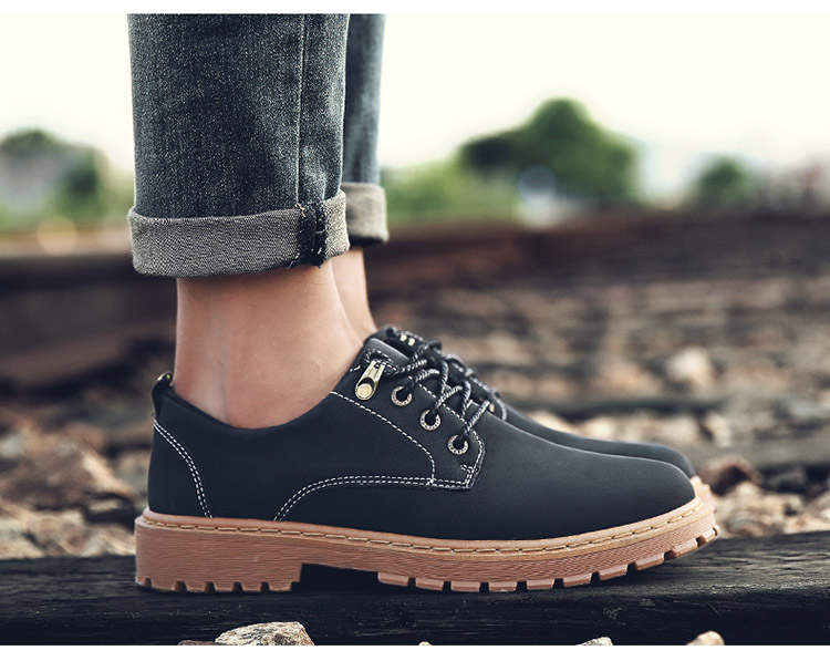 Booties Giày đế thấp cho nam Martin Boots Giày lớn Giày Anh Giày thông thường Giày tuyết mùa đông Giày bông giày nam cổ lửng da bò