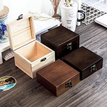 Cosmetics wooden camphor wooden box with lock packaging box hairpin desktop jewelry box small box storage box retro accessories