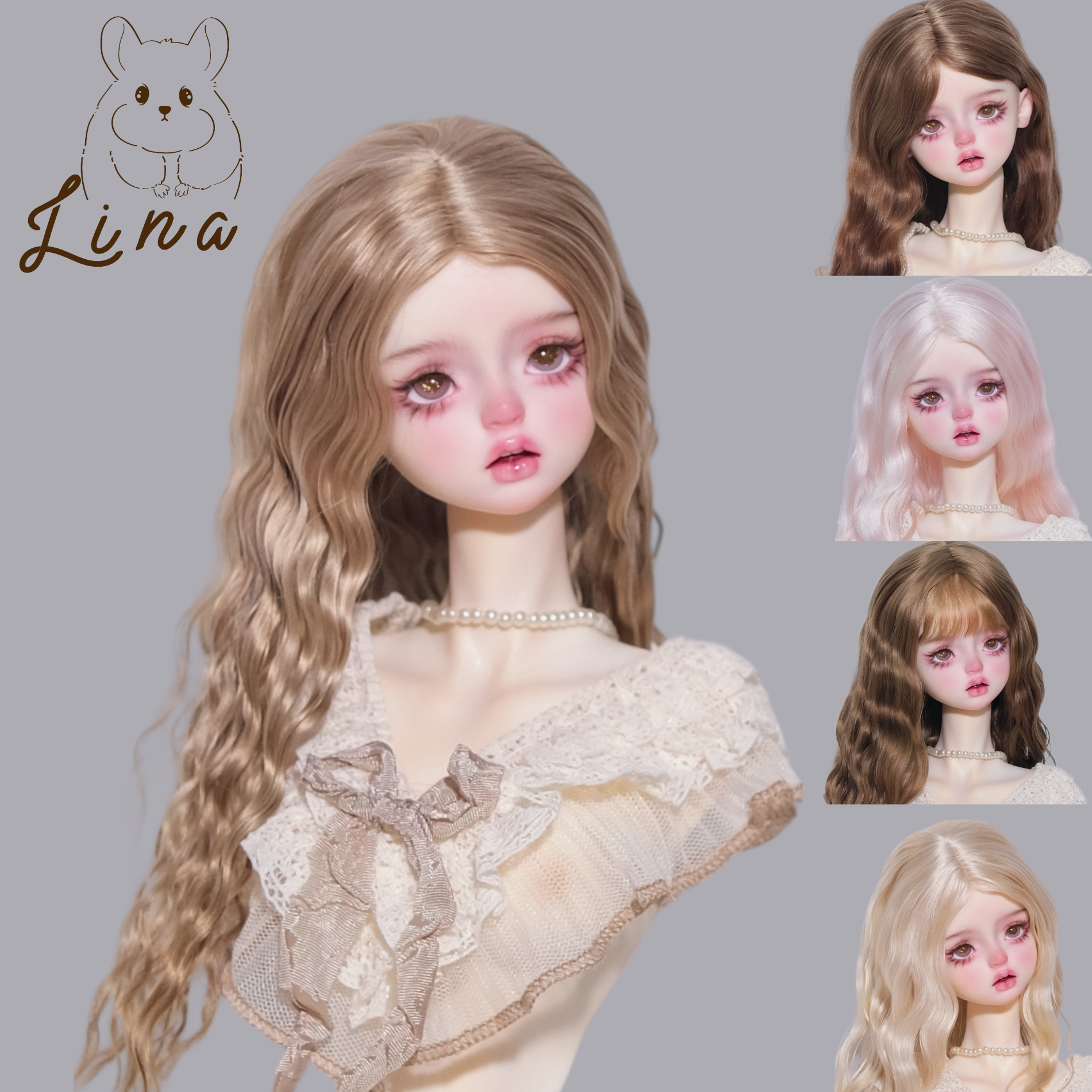 Париковая голова из гибкой резины Lina Bjd, кокетливая оберточная оболочка, прическа эмбрион, 4 точки 3 точки, мохеровый парик, не кислый мохер