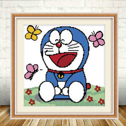 Школа Cross Stitch Simple Emelcodery Doraemon Cartoon Catch