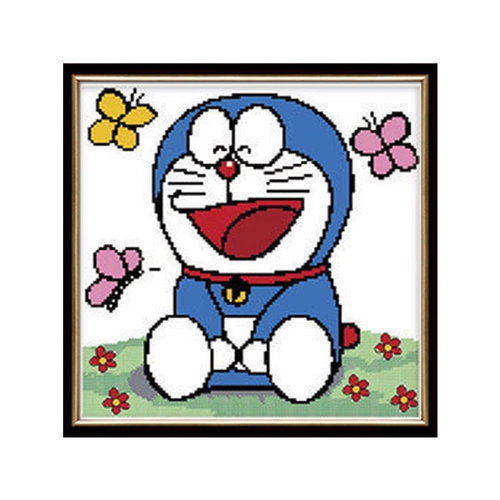 Школа Cross Stitch Simple Emelcodery Doraemon Cartoon Catch