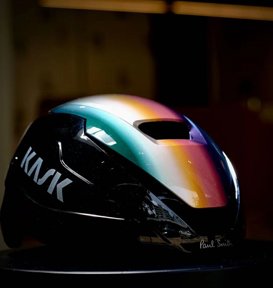 The new KASK WASABI Paul Smith joint limited edition pneumatic cycling helmet