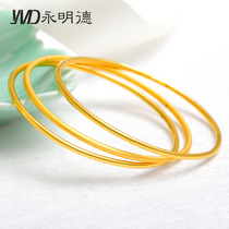 Sansheng III gold bracelet thin smooth frosted bracelet 999 full gold pure gold gold bracelet 3d hard gold jewelry