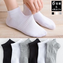 Socks lady socks spring and autumn solid color light mouth cotton socks black and white sports short summer thin boat Socks ins tide