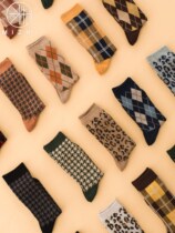 Socks female stockings Linggson series retro thousand bird grid Japanese academic style Joker Korea autumn and winter plaid stockings
