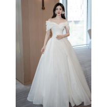 Straight Shoulder Light Wedding Dresses Brides 2024 new French satin main yarns Advanced texture small subminimis about out-of-the-dresses