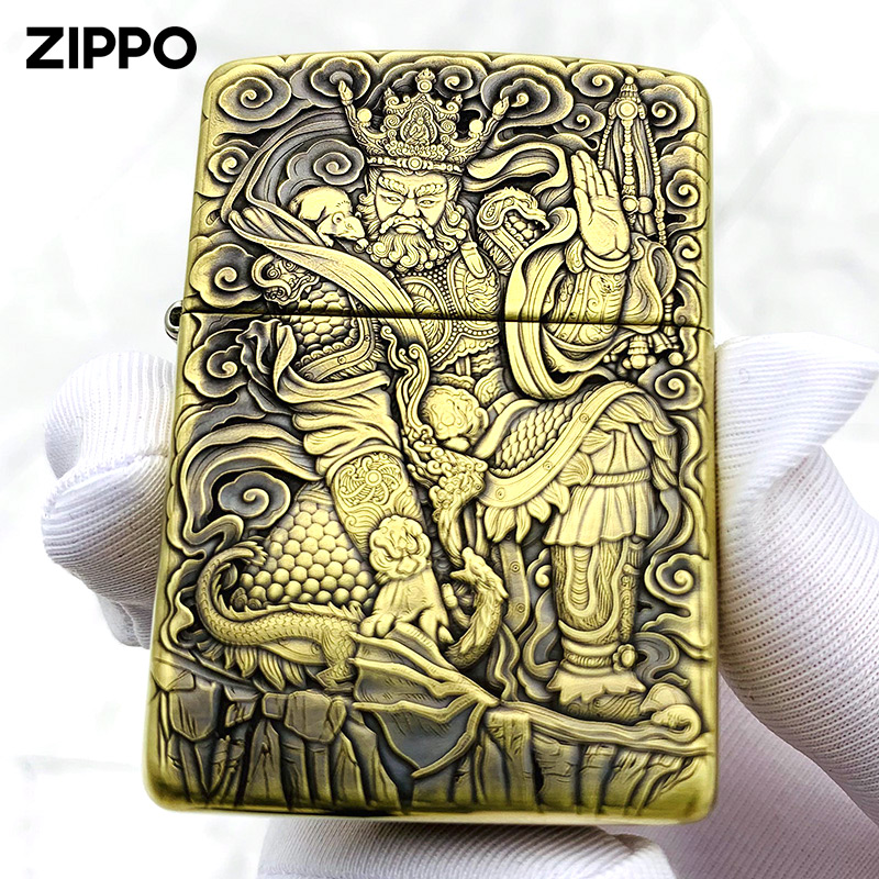 Zippo genuine lighter smells the king gold armor zppo wind kerosene firer men give gifts