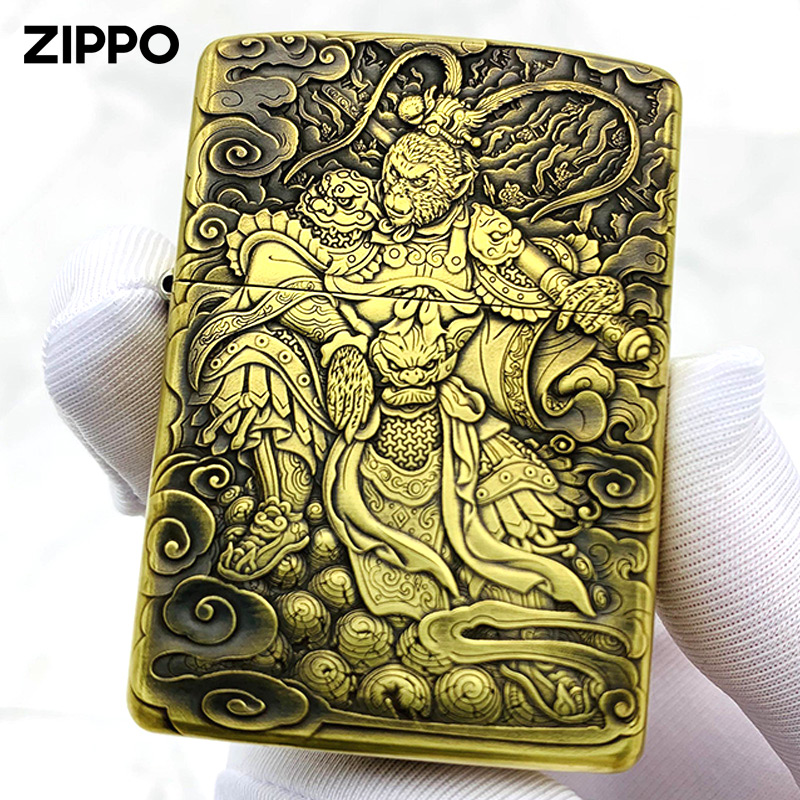 Zippo lighter original Chinese wind relief carving big holy men's personality zppo shell