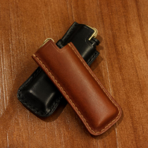 Retro handmade Grasshopper Cricket disposable lighter leather case British JE tea core horse rein cowhide