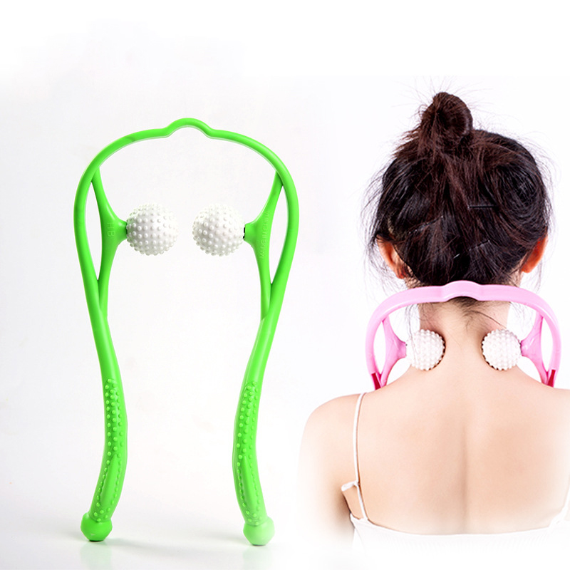 Manual hand-held roller cervical spine massager home office small massage instrument shoulder and neck dredge artifact