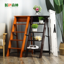 Household solid wood folding ladder installation-free indoor thickened herringbone ladder Five-step ladder Attic multi-purpose small stairs