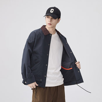 American retro contrast lapel jacket for men