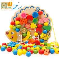 Wooden balls new products Beaded threading Childrens educational early education toys Wooden building blocks Hedgehog fruit skewer music hot sale