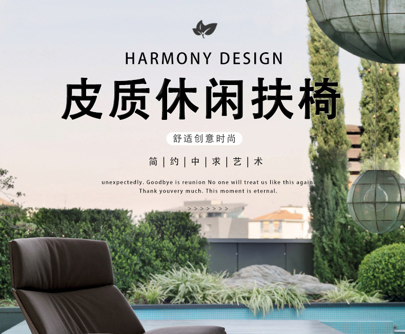 товар из китая 意式休闲沙发椅设计师款简约皮质客厅会客椅书房卧室躺椅脚踏椅子 OTHER