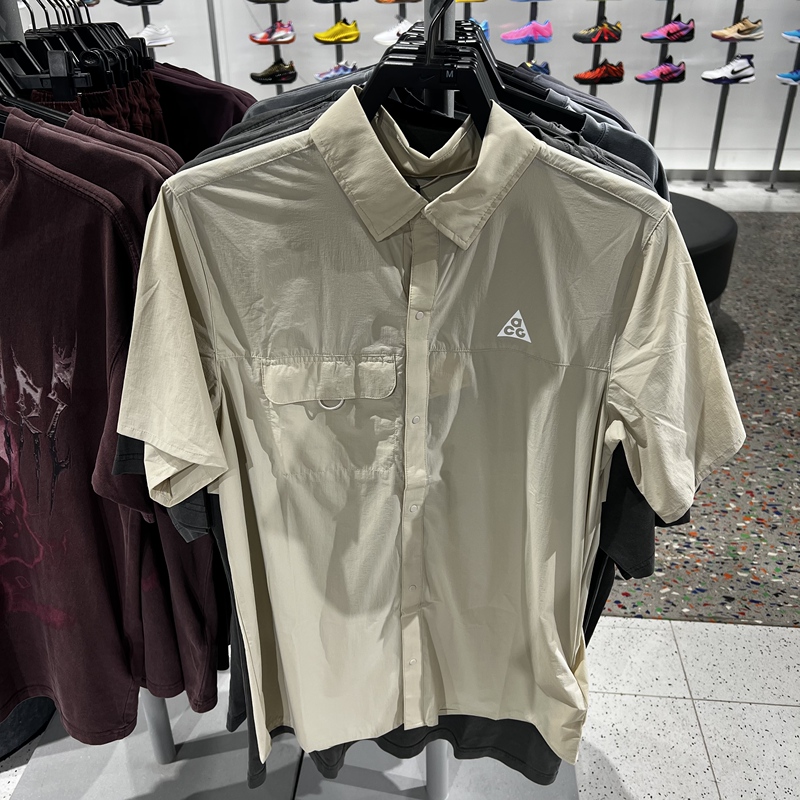 Nike Men's Short Sleeve Snap Button Trail Running Top Fitness Sports Casual Shirt Iq4919-236