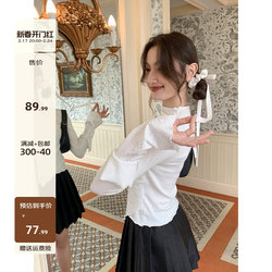 Spliced ​​fake two-piece soft waxy long-sleeved tops for women spring new design slimming and chic t-shirt