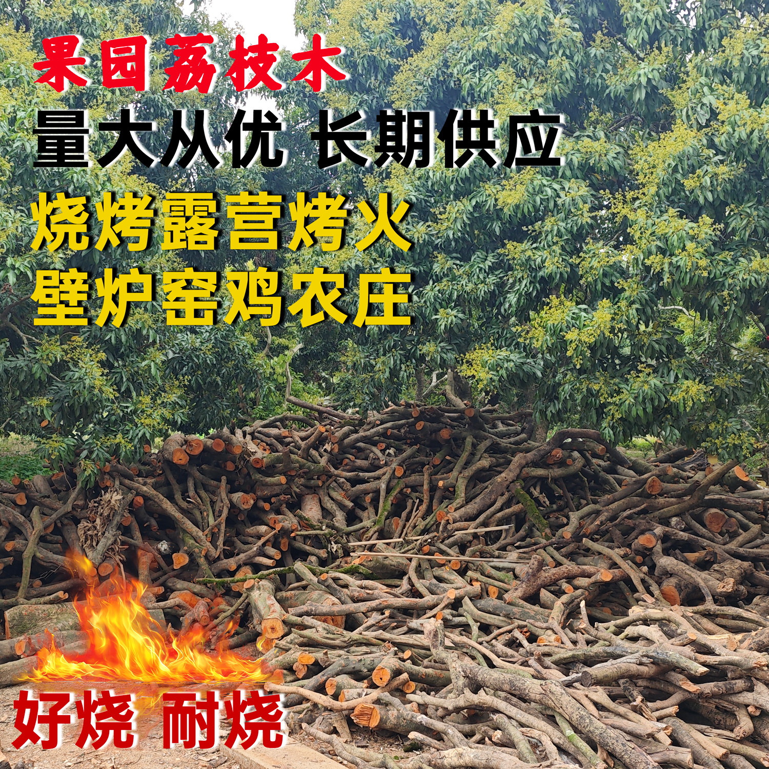 25年露营必买！荔枝木劈柴🔥一吨易燃耐烧，农庄烧鸡窑鸡煲汤天花板-烧烤炭-淘宝好物网