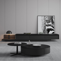 Light luxury TV cabinet tea table combination small apartment rock board TV cabinet modern simple living room telescopic floor cabinet furniture