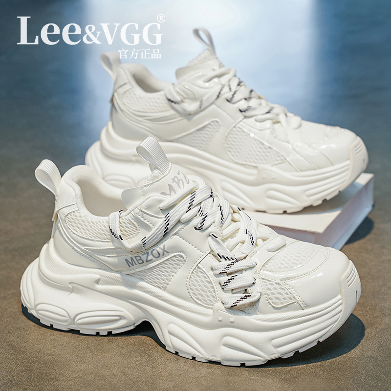 Lee&Vgg Niche Men's Shoes 2026 Summer New Mesh Dad Shoes Men's Height-Increasing Breathable Fashion Casual Shoes