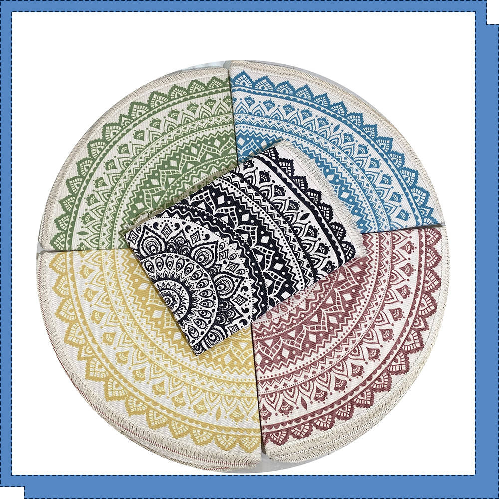 Simple Nordic wind cotton linen dressing round mat Living room coffee table mat Bedroom baby crawling mat Non-slip machine washable mat