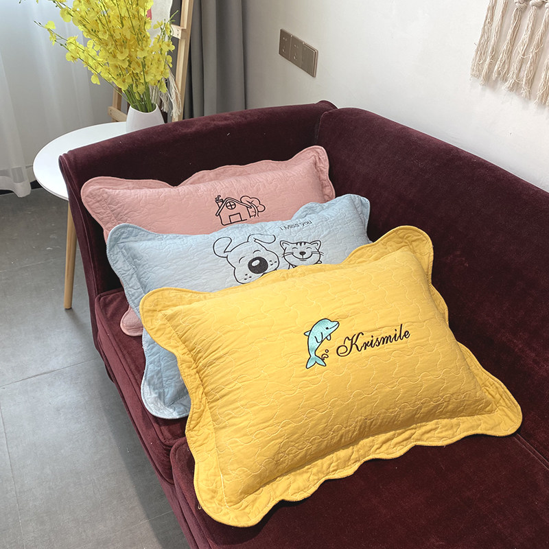 Nordic wind minimalist with full cotton quilted pillow headgear thickened grip cotton Quilted Pillowcase Morandi Color