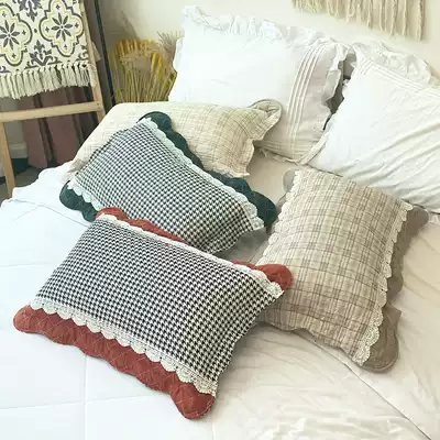 Foreign trade special Korean court style cotton quilted pillowcase single pillow case can be machine washable cotton breathable sweat absorption
