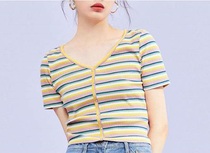 Summer Women Fashion young clothes fitted t shirt lady short