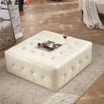 American minimalist leather art square foot drawing room sofa Stool Clothing Shoes Shop Changing Shoes and Bench Cloister bench Bench Bench