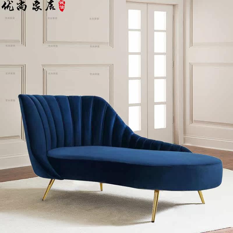 Nordic Designer Velvet Blue Mesh Red Sofa Your Princess Chair Brief-Like board Small-family-type sloth chaise longue