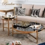 Bàn ghế Pan Dun, mặt sau bằng thép không gỉ, kính cường lực, mặt kính cường lực, bàn cà phê, đơn giản và tối giản - Bàn trà bàn sofa thông minh