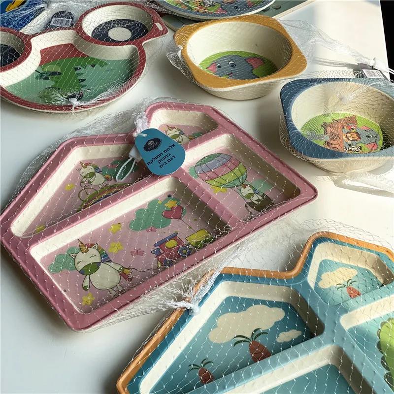 Eat the bottom of the pan and see the surprise children cartoon sidefood dinner plate Divided Fruit Dish Eating Bowl