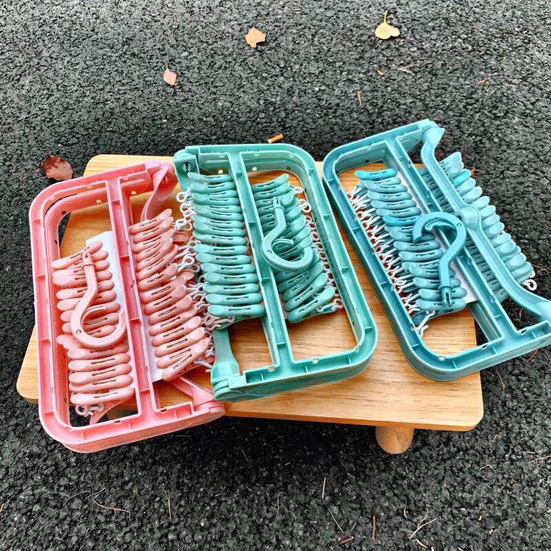 Thickened and upgraded multi-functional 32-clip clothes folding hanger underwear socks drying rack