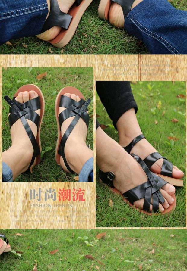 Sau 8090 dép cao su bọt đáy biển nhẹ retro phong cách Hồng Kông mềm đế phẳng Rome Rome carabiner dép sandal nam hàng hiệu