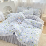 Свежий хлопковый комплект, покрывало, пододеяльник для принцессы, простыня, популярно в интернете, 4 предмета, в корейском стиле