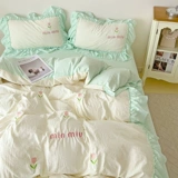 Простыня для принцессы, хлопковый комплект, пододеяльник, французский стиль, 4 предмета, с вышивкой