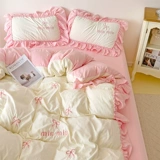 Простыня для принцессы, хлопковый комплект, пододеяльник, французский стиль, 4 предмета, с вышивкой