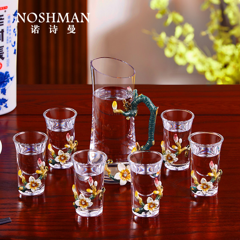 Enamel color white wine glass set household high-end glass glass wine divider wine cup small wine glass creative white wine wine set