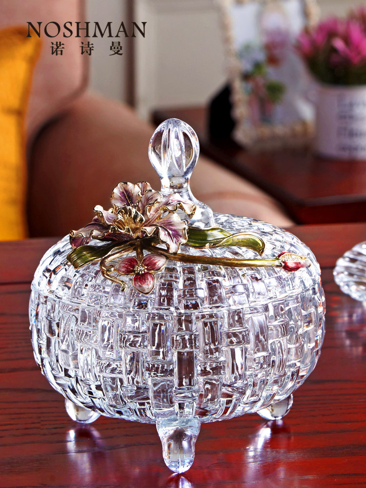 Neoshman enamel color candy cans European storage cans Creative glass sealed cans Household living room snack cans