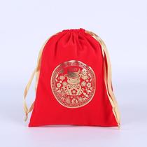 Flannel bundle pocket Custom bundle mouth Wen play storage bag Packaging bag tips gift super-size lucky bag Dried flower New Year