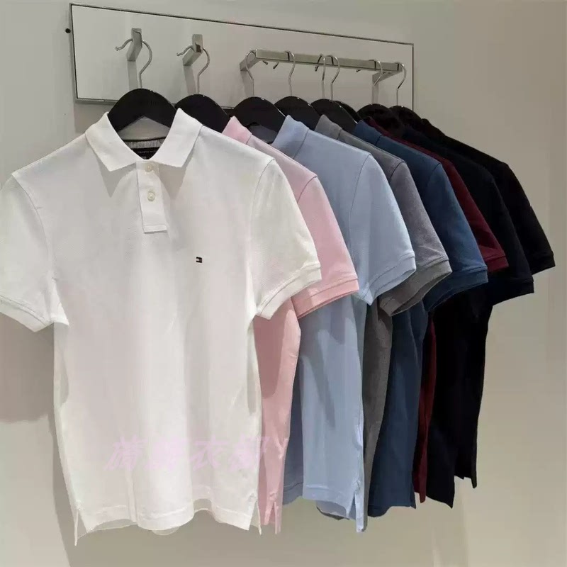 [Same Style as Aaron Kwok] Tommy Spring and Summer Men's Clothing 1985 Pique Cotton Solid Color Short-Sleeved T-Shirt Polo Mw41282