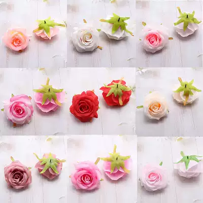 Fake rose flower head silk flower wedding road introduction background flower wall flower arrangement cheap silk cloth flower wave ball decoration props