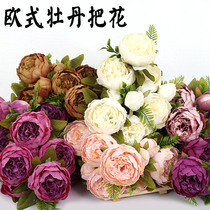 Simulation European peony flower home vase flower arrangement decoration forever flower retro autumn bouquet wedding bouquet